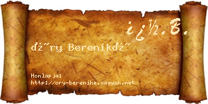 Őry Bereniké névjegykártya